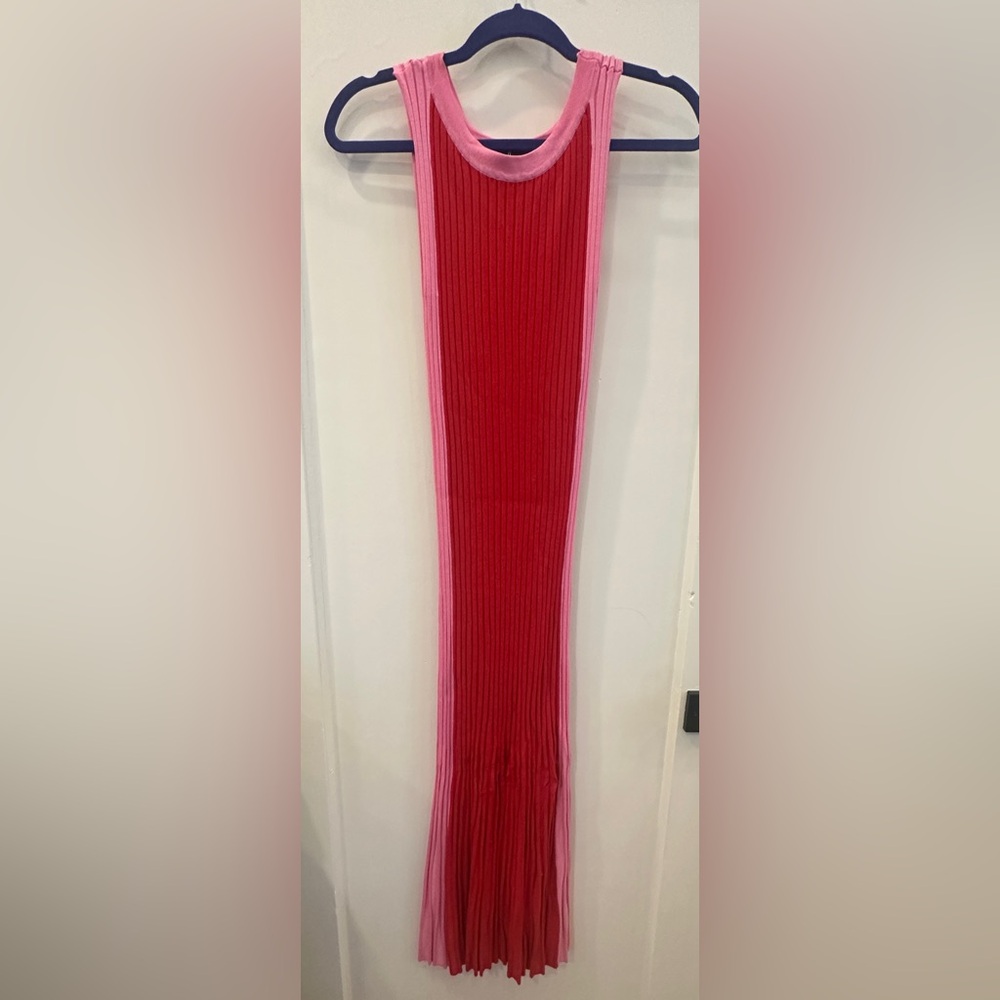 Lulu's Vibrant Red and Pink Ribbed Dress